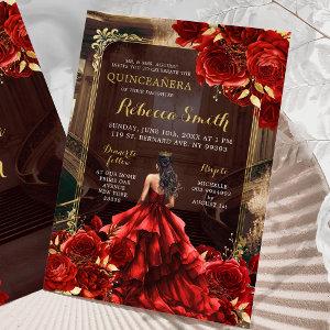Elegant Royal Palace Bright Red Roses Quinceañera