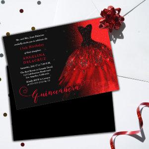 Elegant Ruby Red Spanish Gown Quinceañera