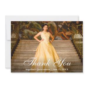 Elegant Script Quinceañera Photo Thank You Card