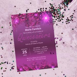 Elegant Shiny Chic Purple Modern Quinceañera