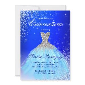 Elegant Silver And Blue Quinceanera