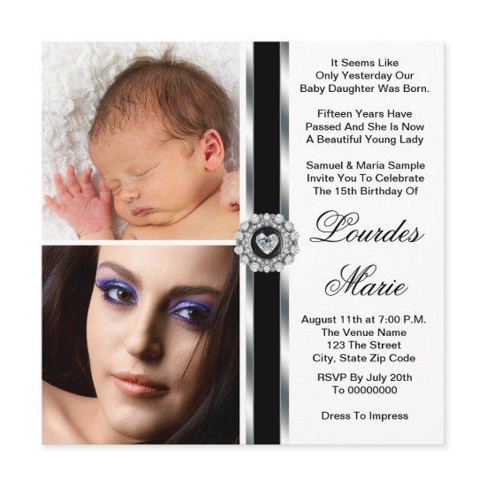 Elegant Silver Black and White Photo Quinceanera