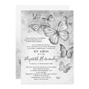 Elegant Silver Butterfly Spanish Quinceanera