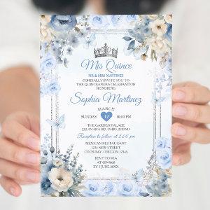 Elegant Silver & Dusty Blue Roses MIS QUINCE