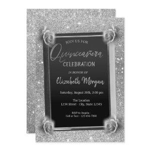 Elegant Silver Frame Flowers, Roses Quinceañera