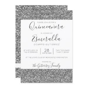 Elegant Silver Glitter Sparkle Quinceanera