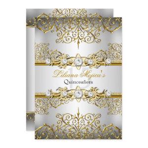Elegant Silver Gold Vintage Glamour Quinceanera