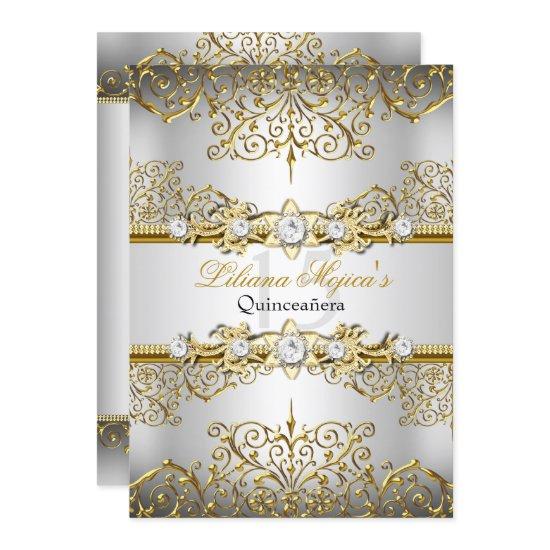 Elegant Silver Gold Vintage Glamour Quinceanera