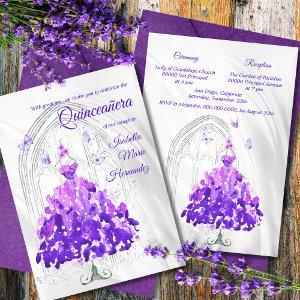 Elegant Silver & Purple Butterflies Quinceañera