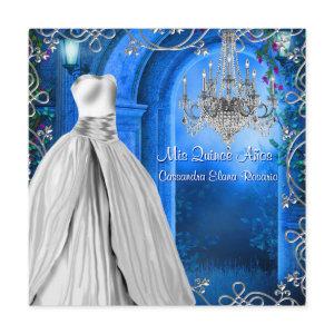 Elegant Silver Royal Navy Blue Quinceanera