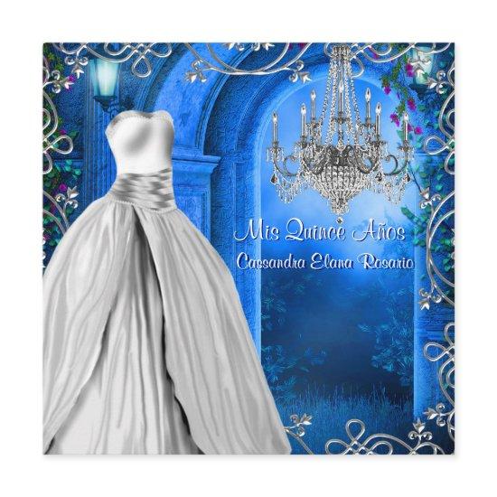 Elegant Silver Royal Navy Blue Quinceanera