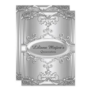 Elegant Silver Swirl Quinceanera