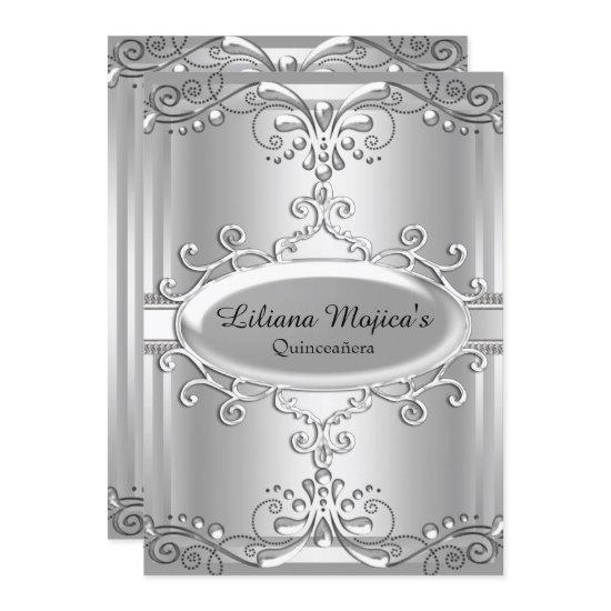 Elegant Silver Swirl Quinceanera