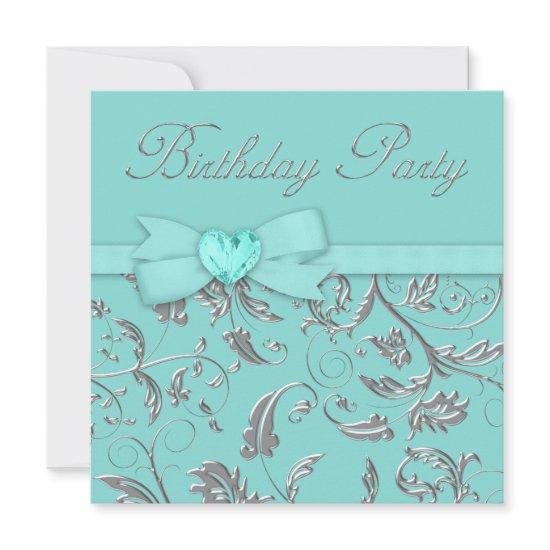 Elegant Silver Teal Blue Birthday Party