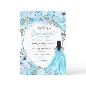 Elegant Sky Blue Floral Quinceanera