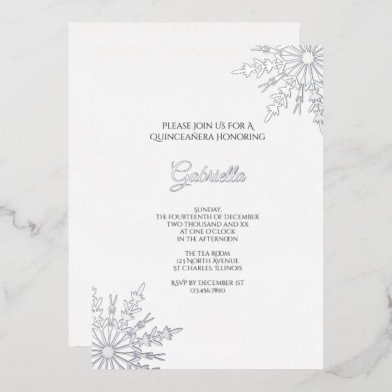 Elegant Snowflakes Winter Quinceañera Foil