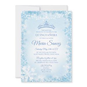 Elegant Soft Blue & String Light Mis Quince Invite