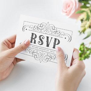Elegant South Western Black and White RSVP Card