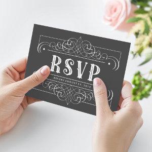 Elegant South Western Black and White RSVP Card