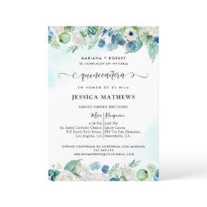 Elegant Spanish Aqua Turquoise Quinceañera Floral