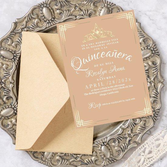 Elegant Spanish Quinceañera Mis Quince Beige Gold