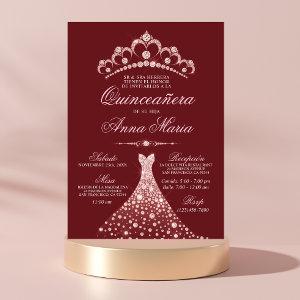 Elegant Spanish Quinceañera Mis Quince Burgundy