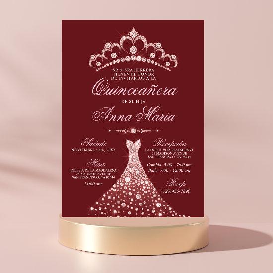 Elegant Spanish Quinceañera Mis Quince Burgundy