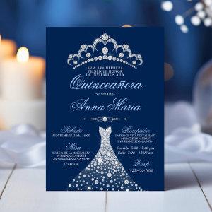 Elegant Spanish Quinceañera Mis Quince Navy Blue