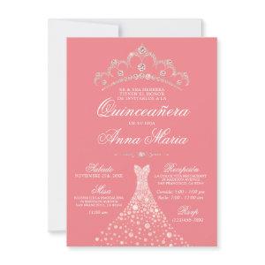 Elegant Spanish Quinceañera Mis Quince Pink Invita