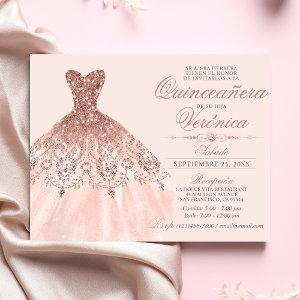 Elegant Spanish Quinceañera Mis Quince Pink Rose