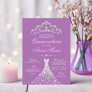 Elegant Spanish Quinceañera Mis Quince Purple