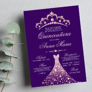 Elegant Spanish Quinceañera Mis Quince Purple