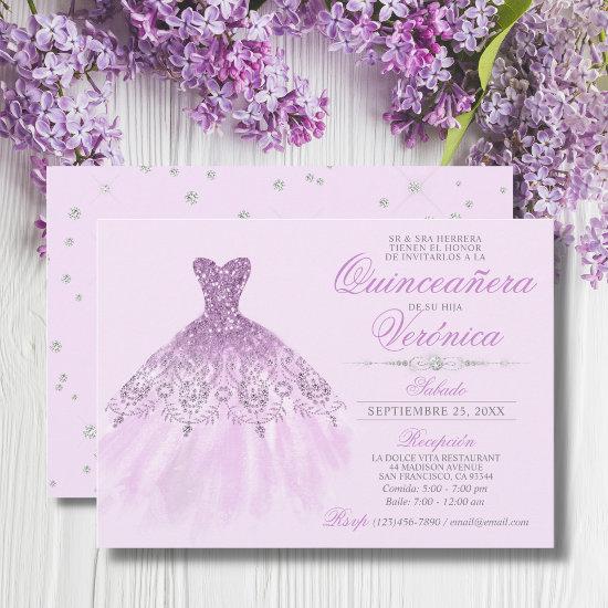 Elegant Spanish Quinceañera Mis Quince Purple