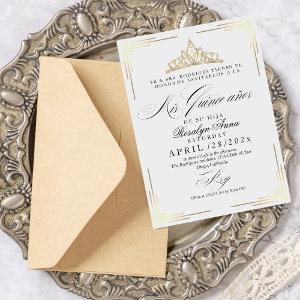 Elegant Spanish Quinceañera Mis Quince Script Gold