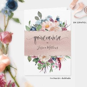 Elegant Spanish Rose Gold Quinceañera Folded