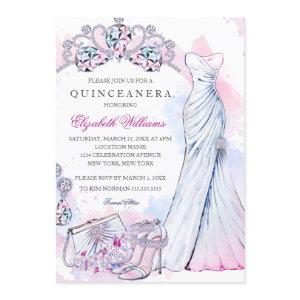 Elegant Sparkle Crystal Gown Quinceanera Invite