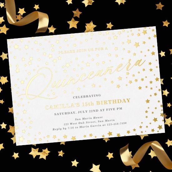 Elegant Stars Quinceañera 15th Birthday Party  Foil
