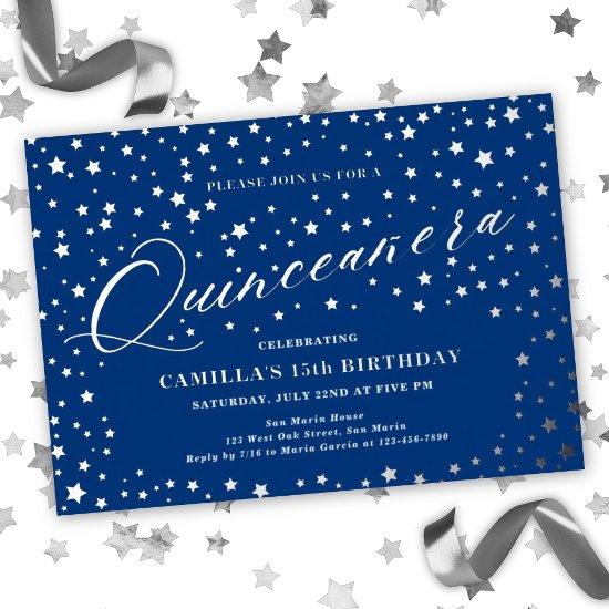 Elegant Stars Quinceañera 15th Birthday Party  Foil