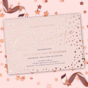 Elegant Stars Quinceañera 15th Birthday Party  Foil