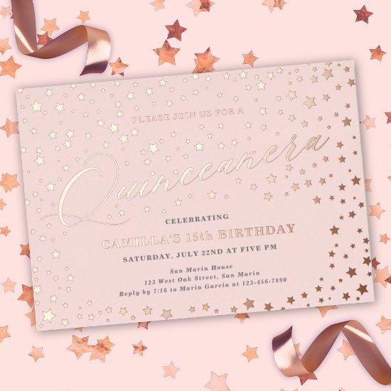 Elegant Stars Quinceañera 15th Birthday Party  Foil