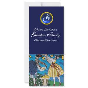 ELEGANT SUMMER GARDEN PARTY ,SAPPHIRE GEM MONOGRAM