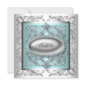 Elegant Teal Blue and Silver Birthday Party