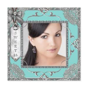Elegant Teal Blue and Silver Sweet 16 Party