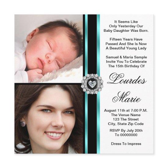 Elegant Teal Blue Photo Quinceanera