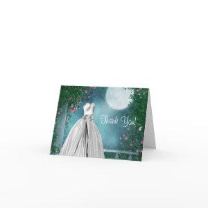 Elegant Teal Blue Quinceanera Thank You Cards
