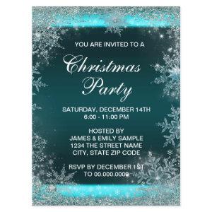 Elegant Teal Blue Snowflake Christmas Party