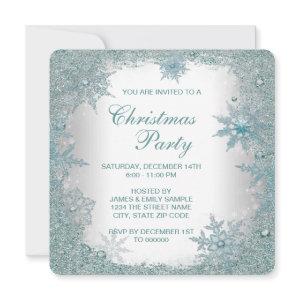 Elegant Teal Blue Snowflake Christmas Party