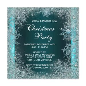 Elegant Teal Blue Snowflake Christmas Party