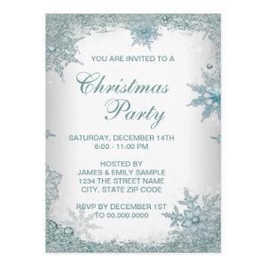 Elegant Teal Blue Snowflake Christmas Party
