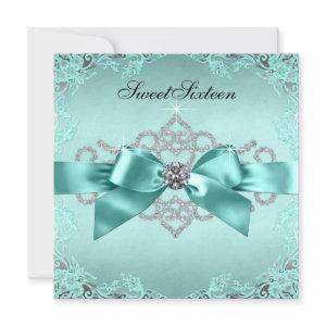 Elegant Teal Blue Sweet 16 Birthday Party